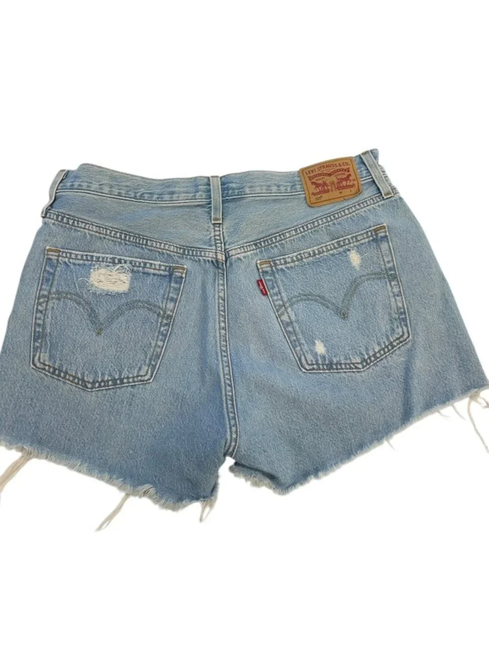 Levi's‎ Women's Blue W30 Distressed Raw Hem Denim High Waist 501 Shorts